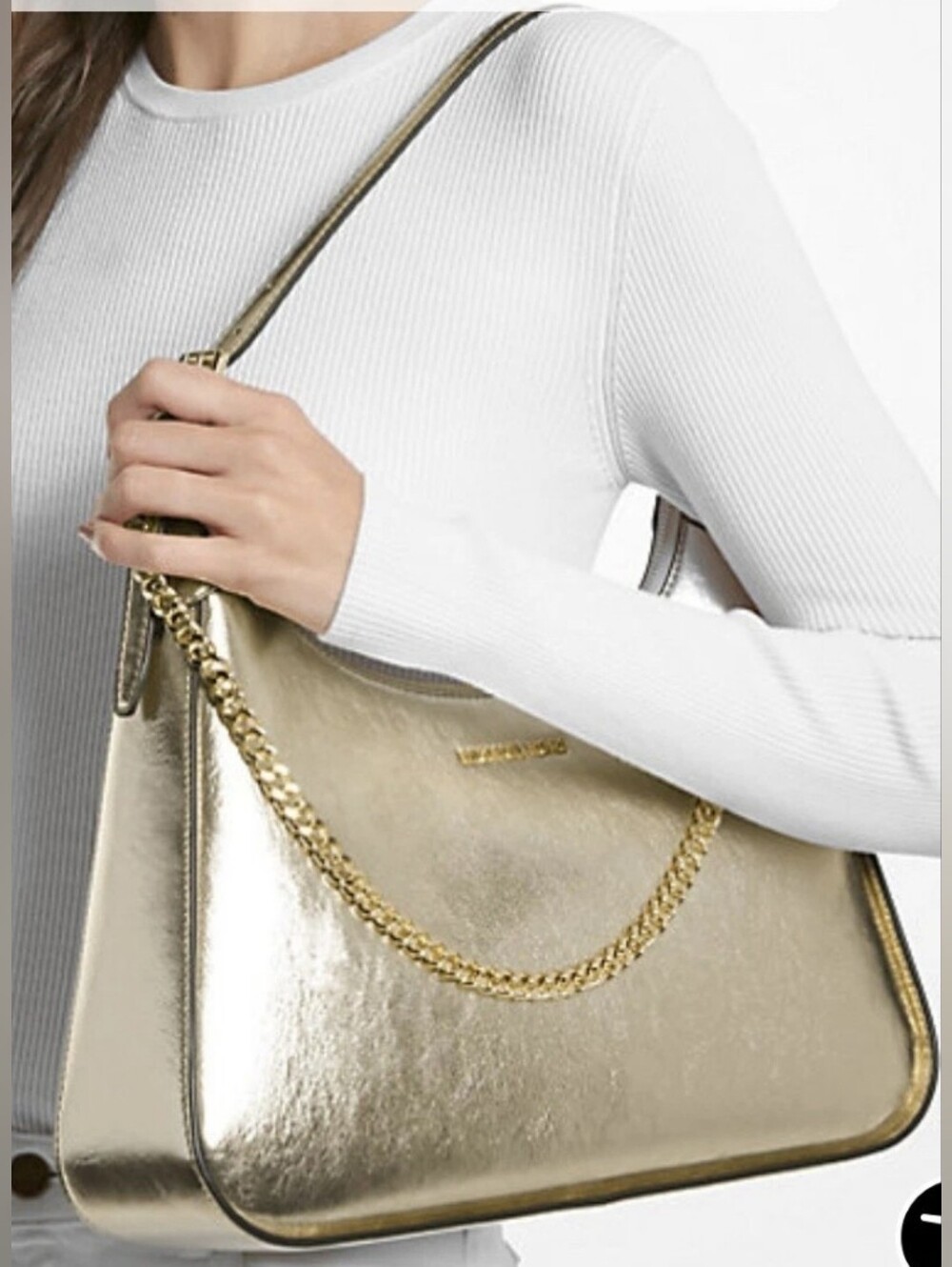 NWOT Michael Kors Wilma Large Gold Metallic Shoulder Bag